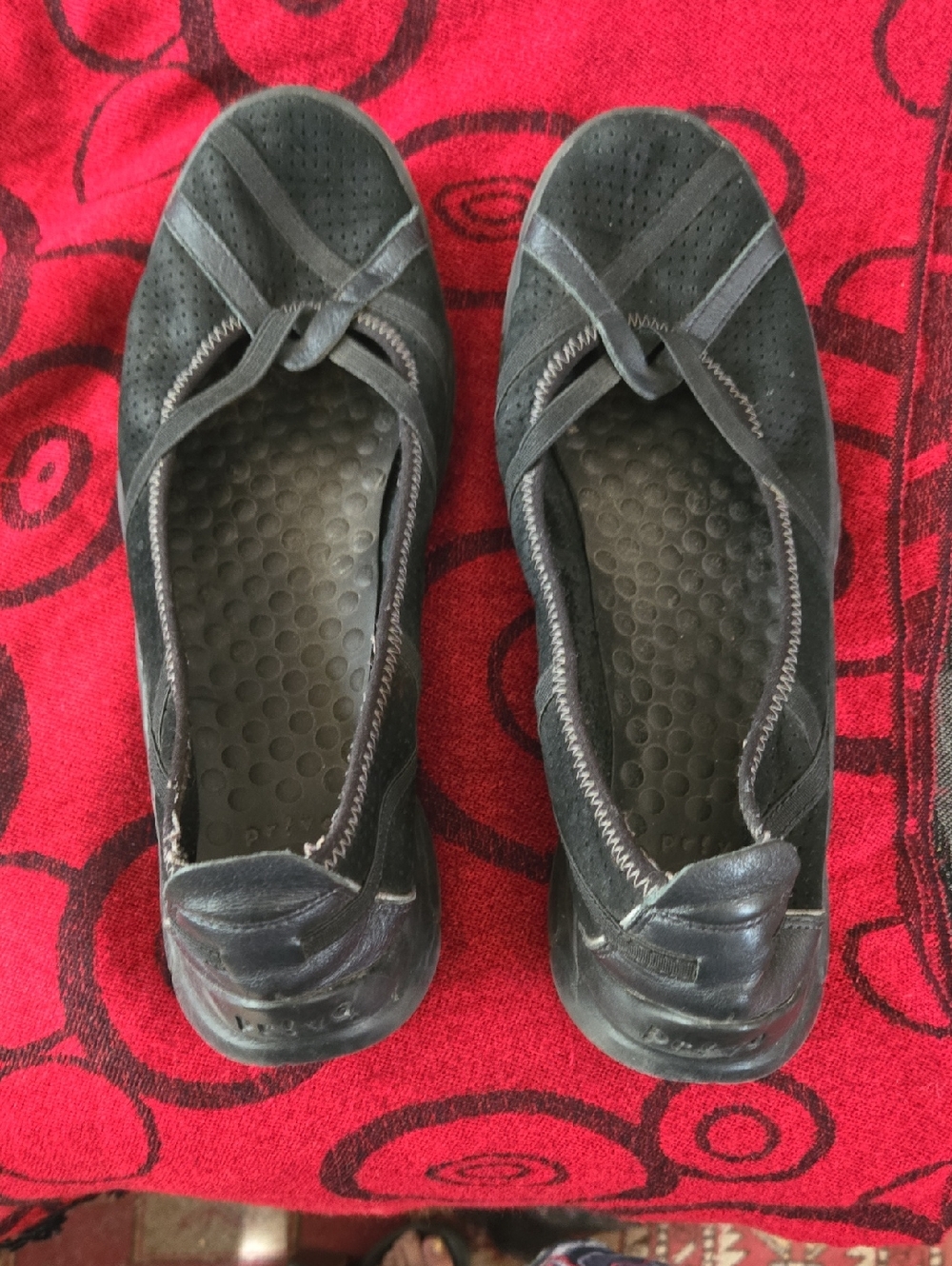 Privo Aria, Black breathable Suede Ballet Flat, Sporty Walking Shoes